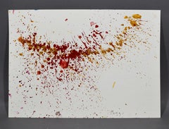 Antique American School New York Minimalist Abstract Splatter Oil Painting MCM