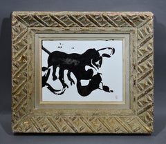 Antique American School New York Minimalist Abstract Surreal Oil Painting MCM