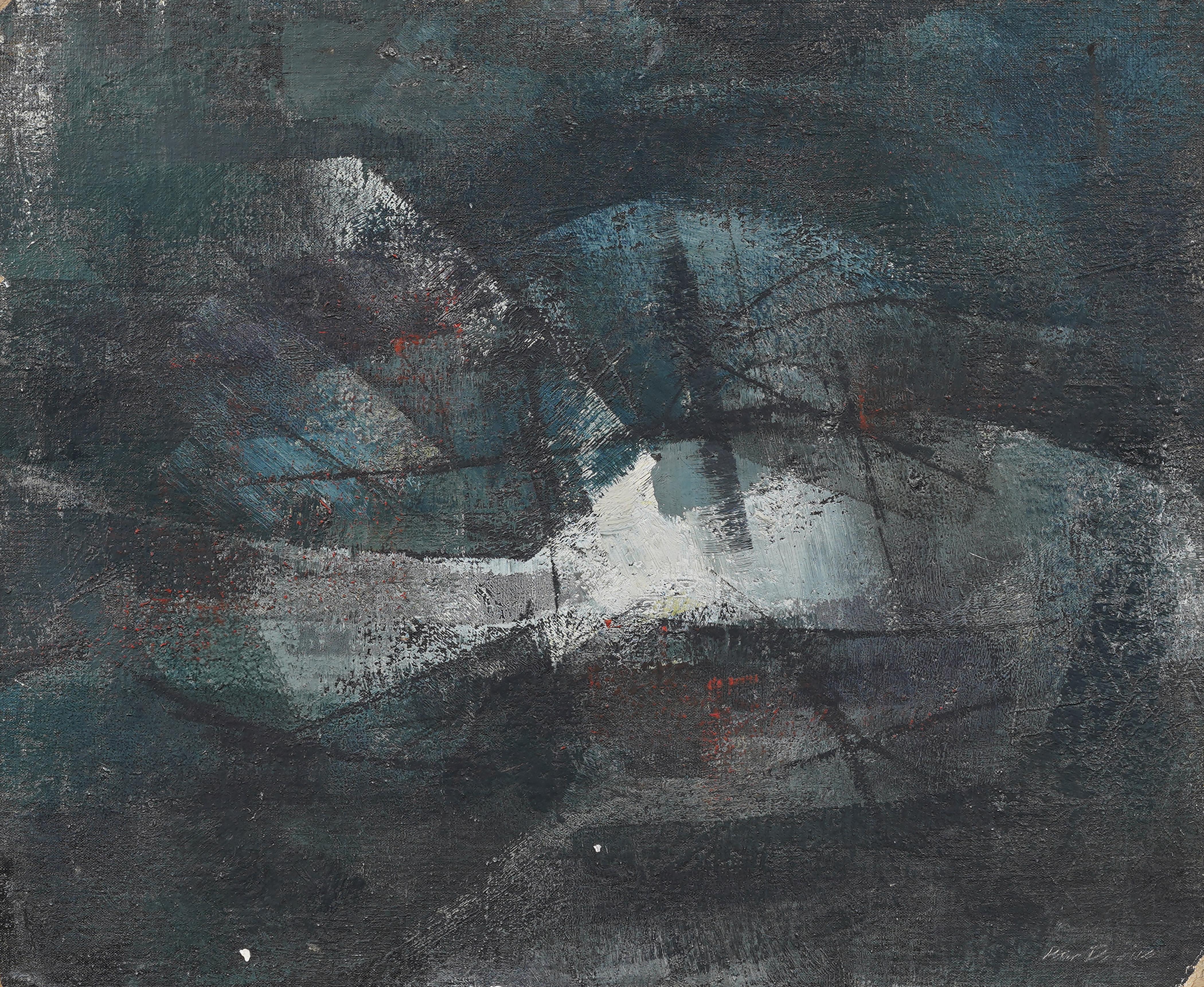 Antiguo Cuadro Expresionista Abstracto Modernista de la Escuela Americana Bien Enmarcado - Abstract Painting Negro de Unknown
