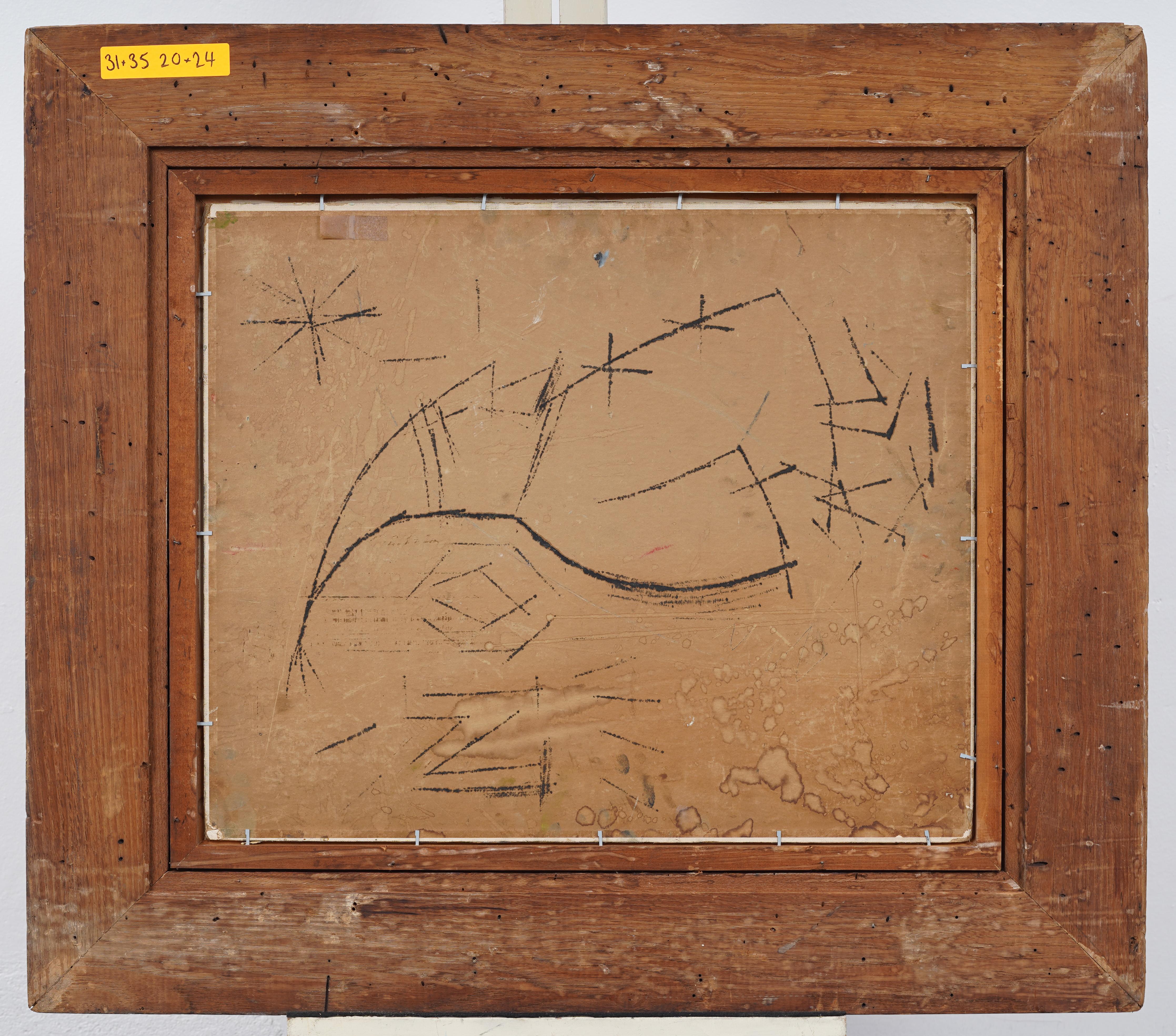 Antiguo Cuadro Expresionista Abstracto Modernista de la Escuela Americana Bien Enmarcado en venta 2