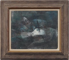 Ancienne école américaine joliment encadrée, peinture expressionniste abstraite moderniste