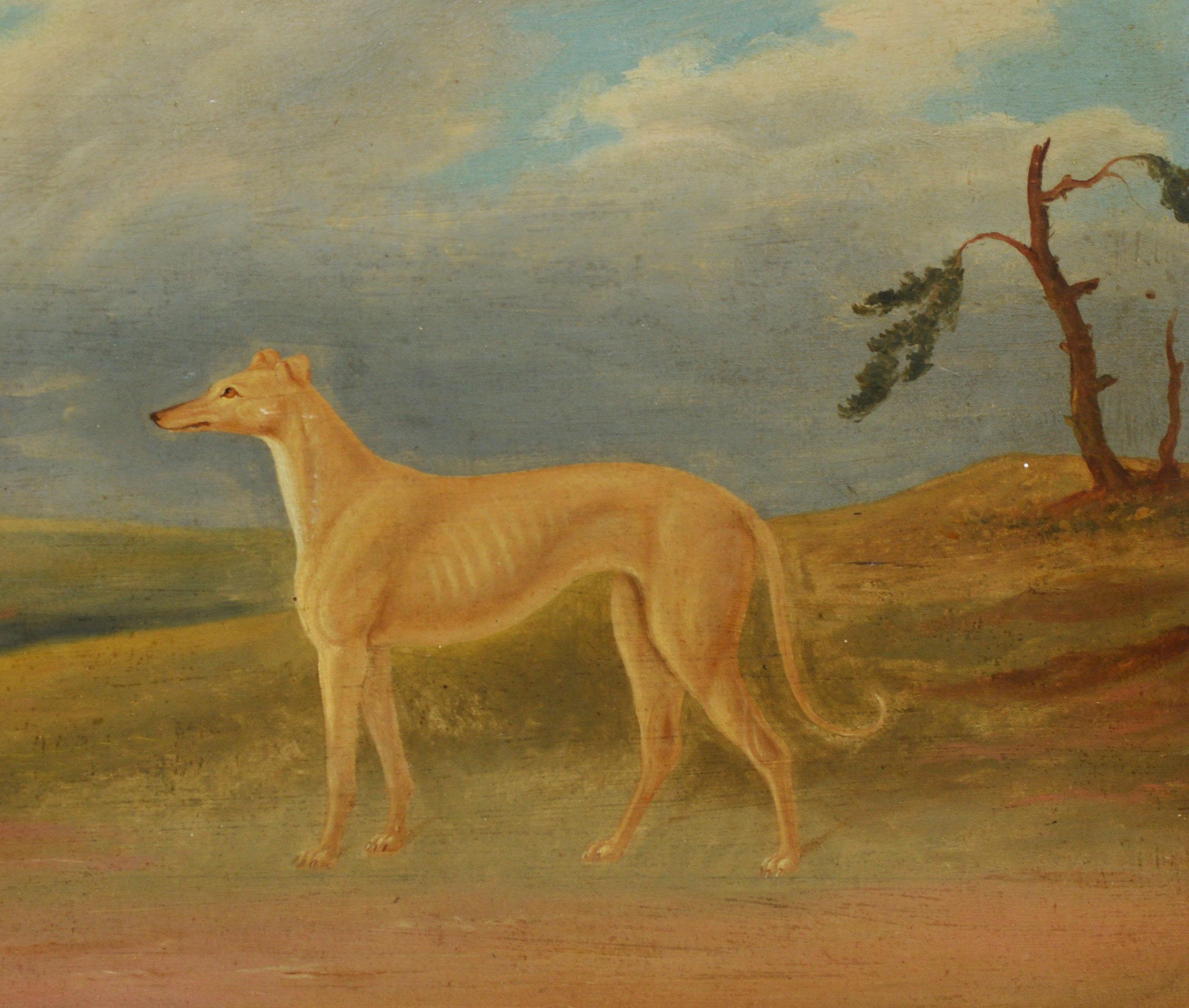 Antique American School Oil Painting of a Dog in Landscape Circa 1840 1