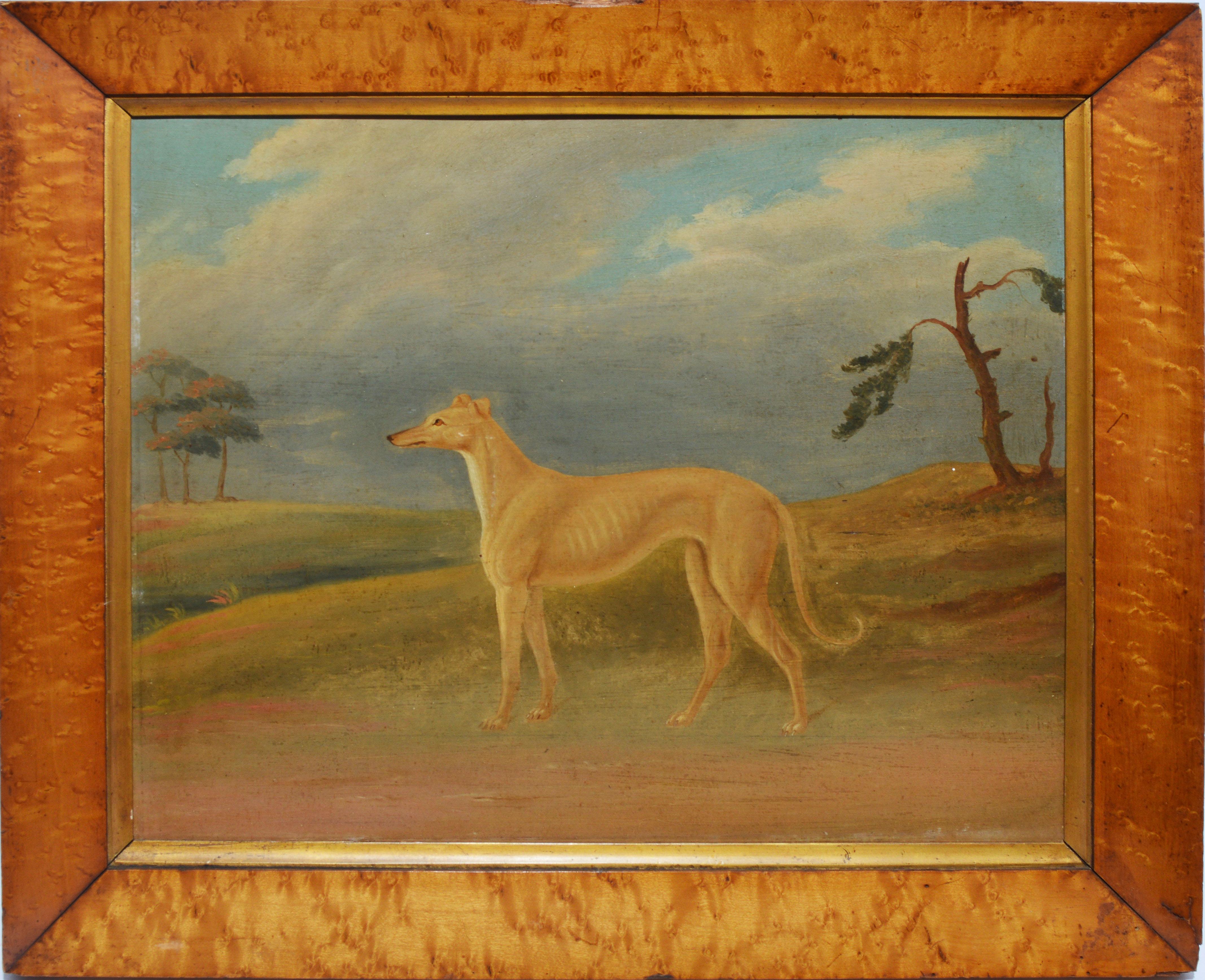 Unknown Landscape Painting - Antique American School Oil Painting of a Dog in Landscape Circa 1840
