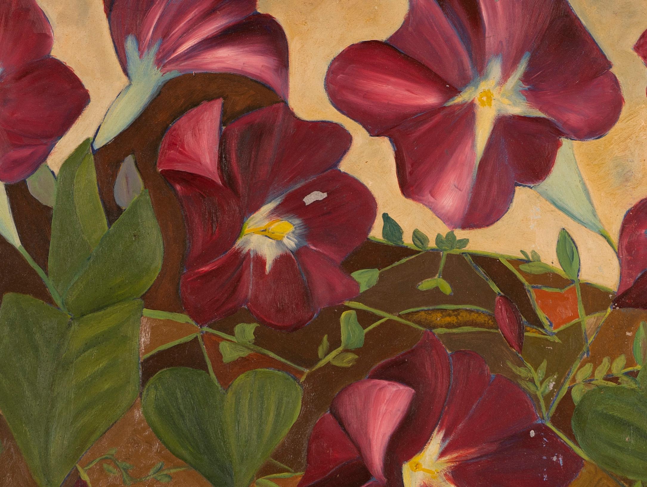 Antique American School Original Flower Still Life Signed Modern Oil Painting 1