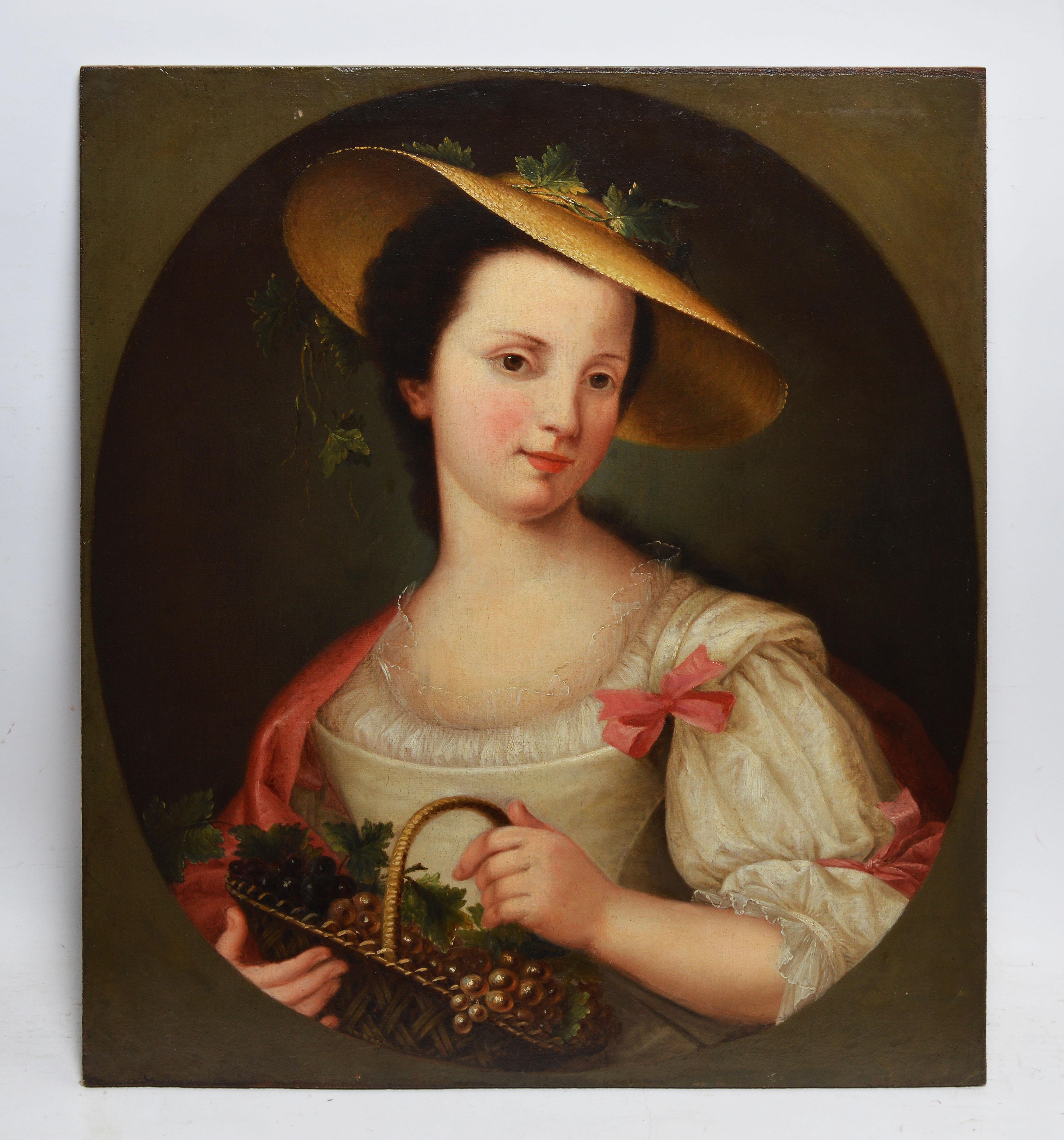 Antique American School Portrait of a Woman - Painting by Unknown