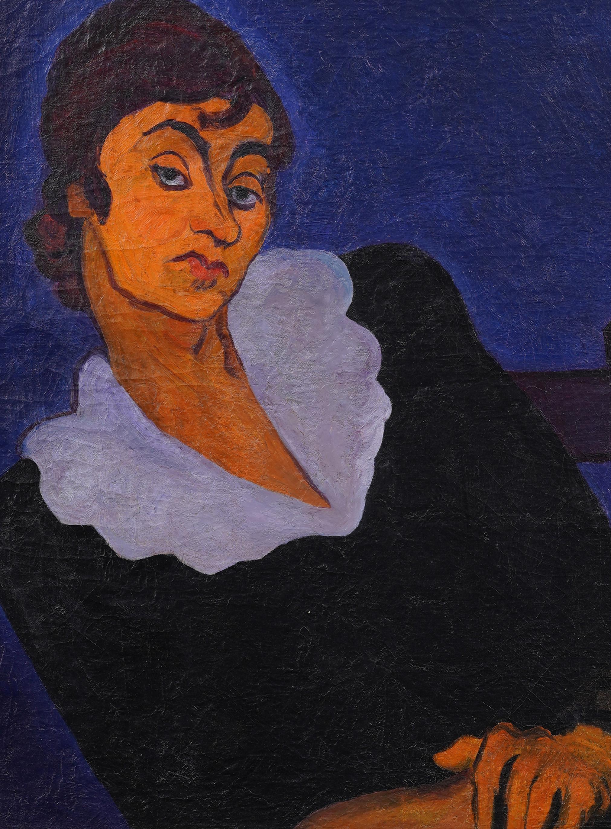 Antico ritratto di scuola americana post-impressionista moderna incorniciato in un quadro ad olio - Painting Moderno di Unknown