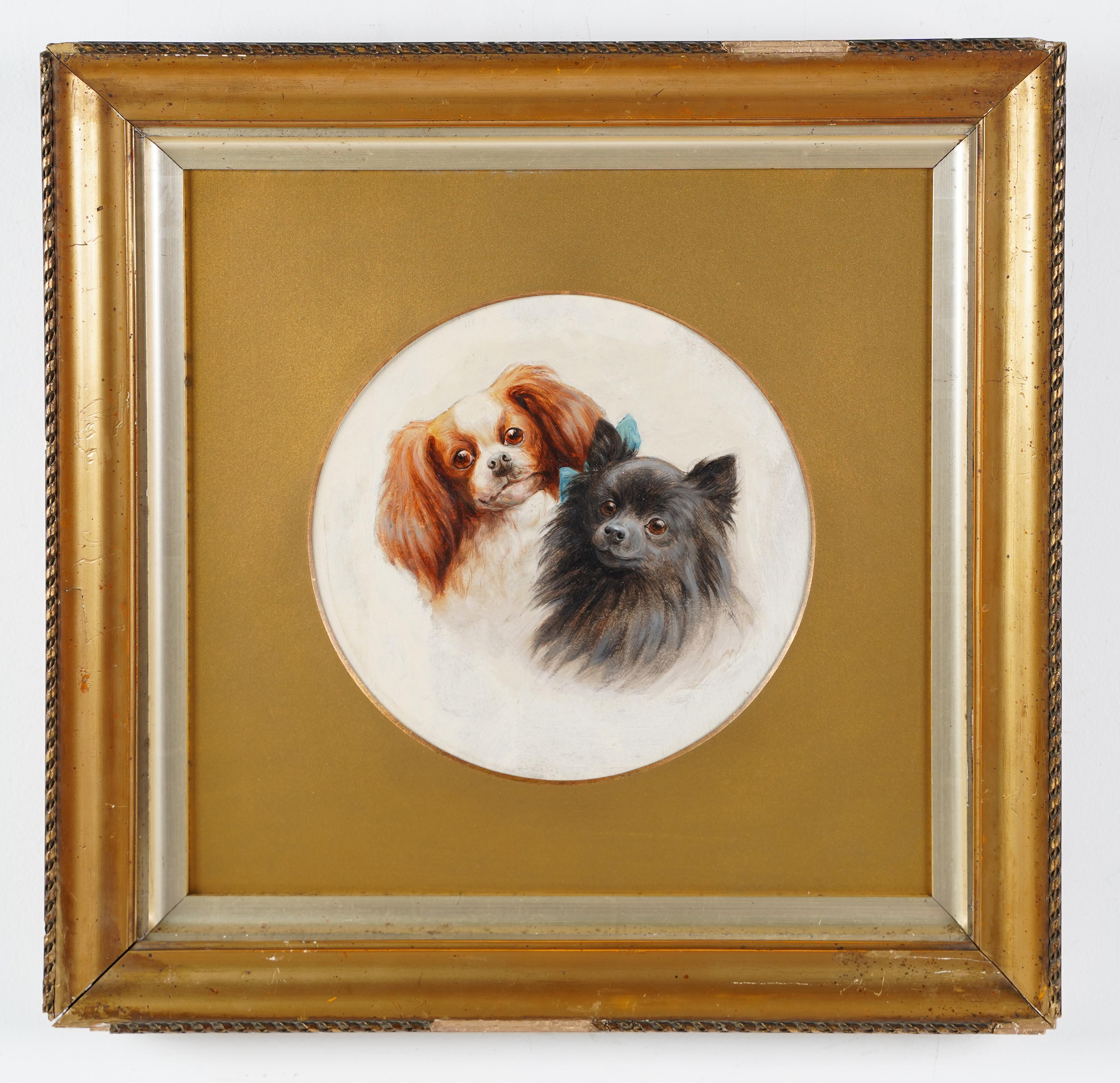  Portrait à l'huile du 19ème siècle encadré d'un portrait de chien d'exposition de l'école américaine - Réalisme Painting par Unknown
