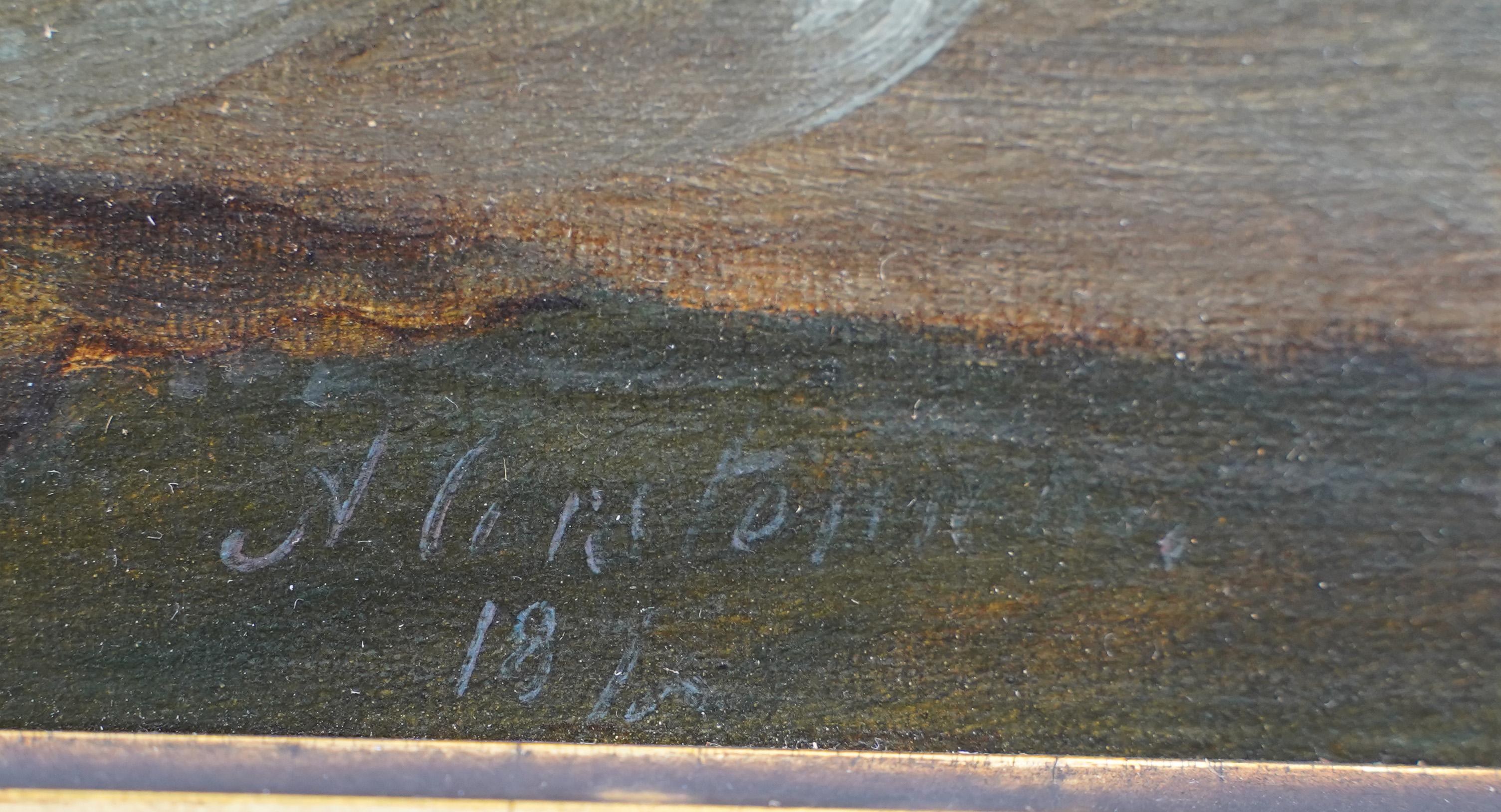 Antico dipinto di scuola americana del XIX secolo con cornice e firma Nautical Seascape in vendita 2