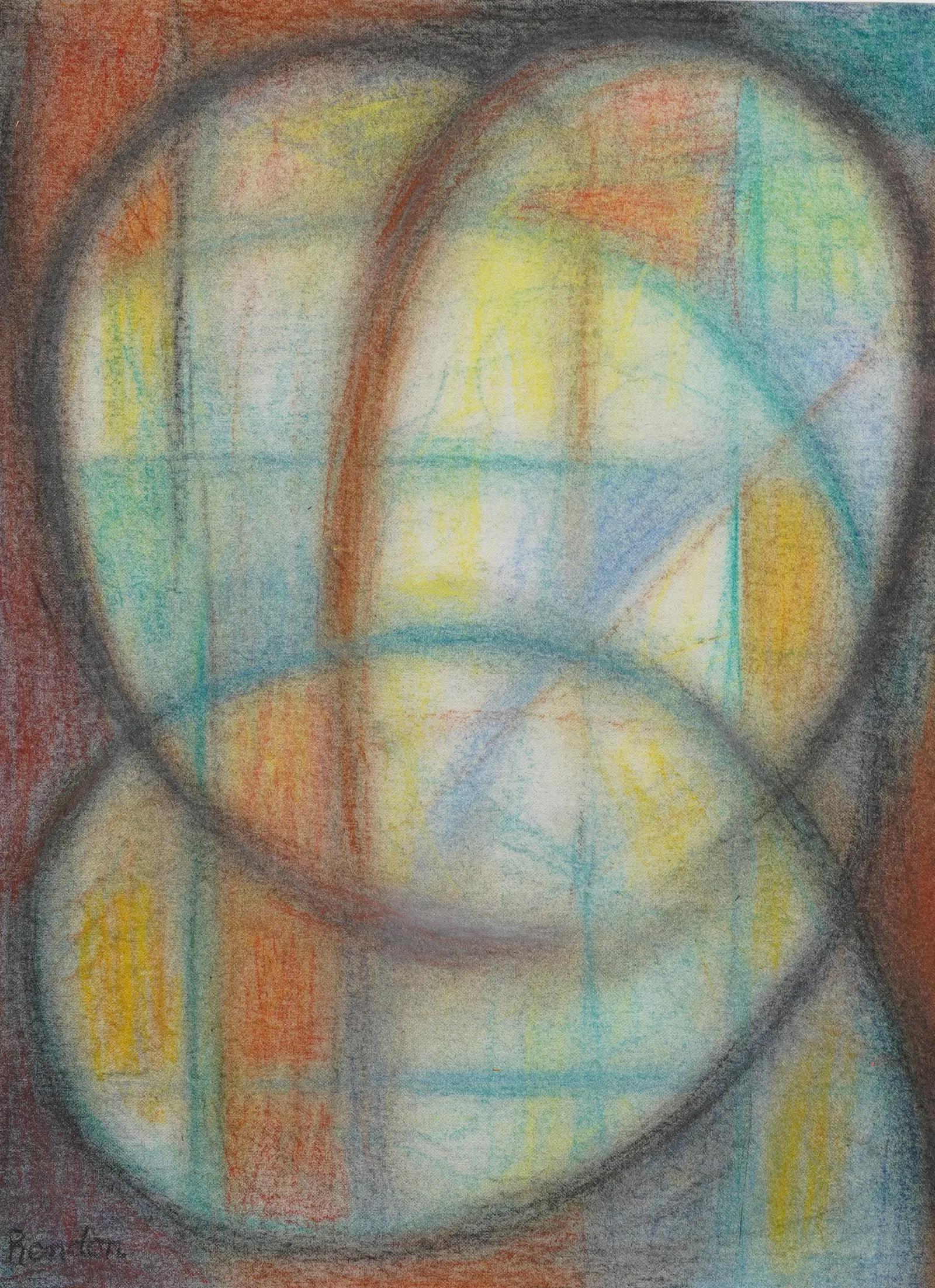 Antiguo cuadro cubista expresionista abstracto original firmado por la Escuela Americana - Painting Cubista de Unknown