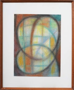 Antico dipinto originale cubista espressionista astratto firmato Scuola Americana