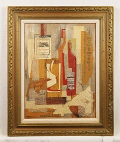 Antike amerikanische Schule signiert gerahmt ausgestellt kubistischen Stillleben Ölgemälde