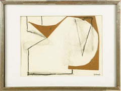 Antique American School Signed Minimalist Abstract Framed Original Painting