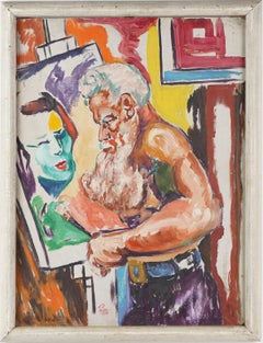 Antique American School Signed WPA Black Artist Studio Framed Oil Painting