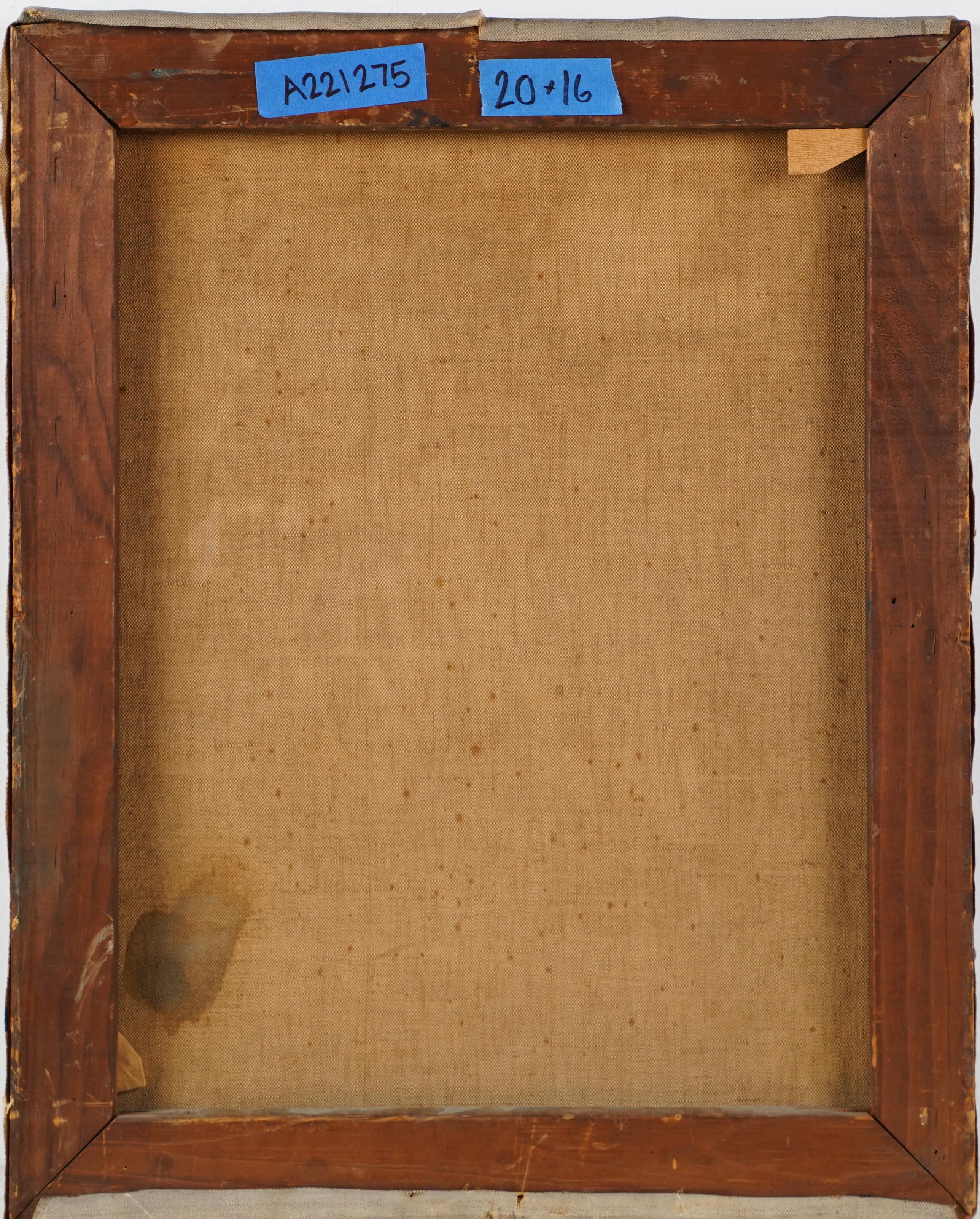 Antigua Escuela Americana Firmado Retrato Joven Mujer Pintura al Óleo Original 2
