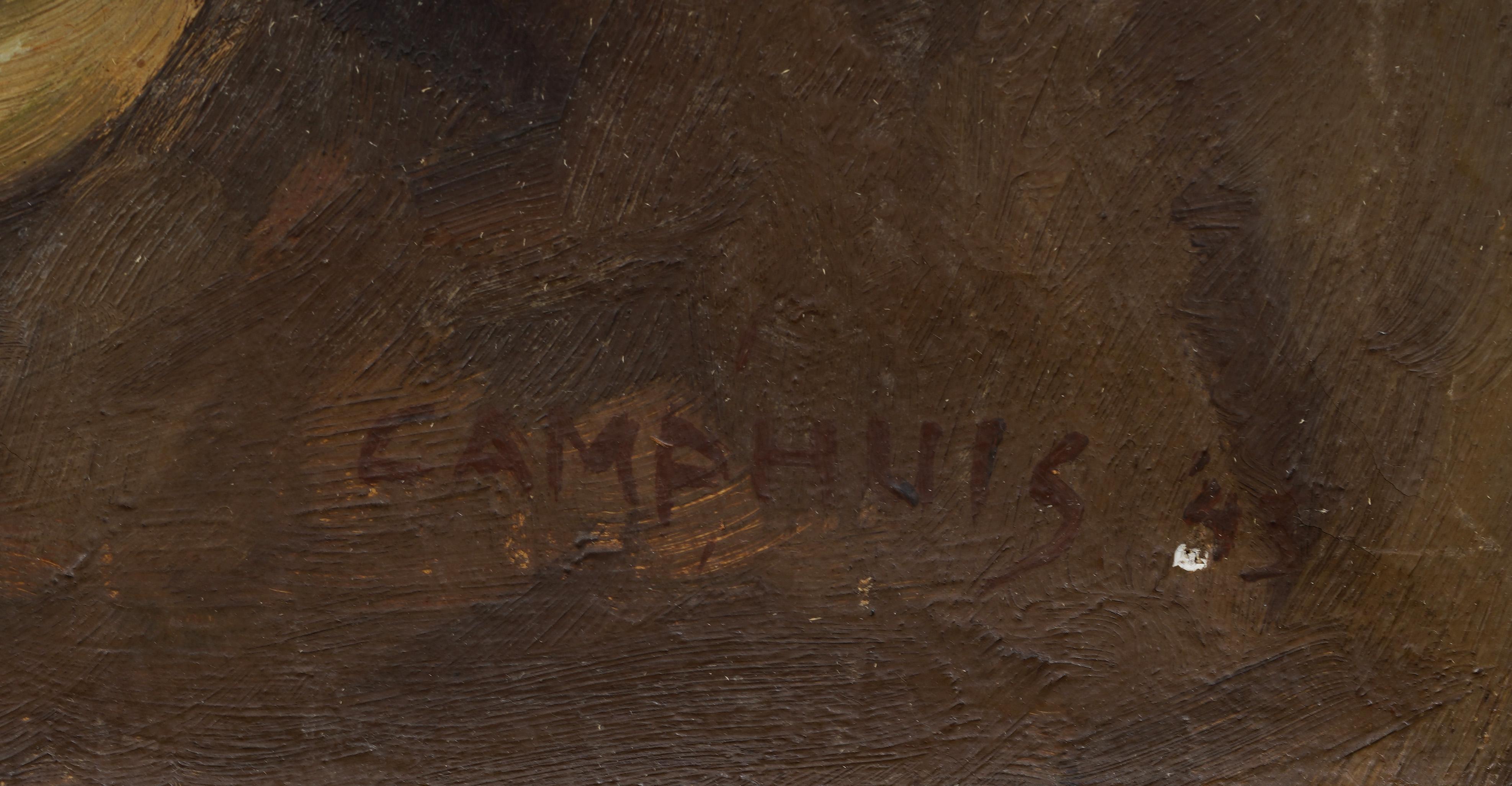 Pintura al Óleo Antigua Escuela Americana Trompe L'Oeil Escena Interior de Estudio de Artista en venta 2