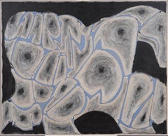 Antique American School Vintage Abstract Expressionist Framed Large Oil Painting