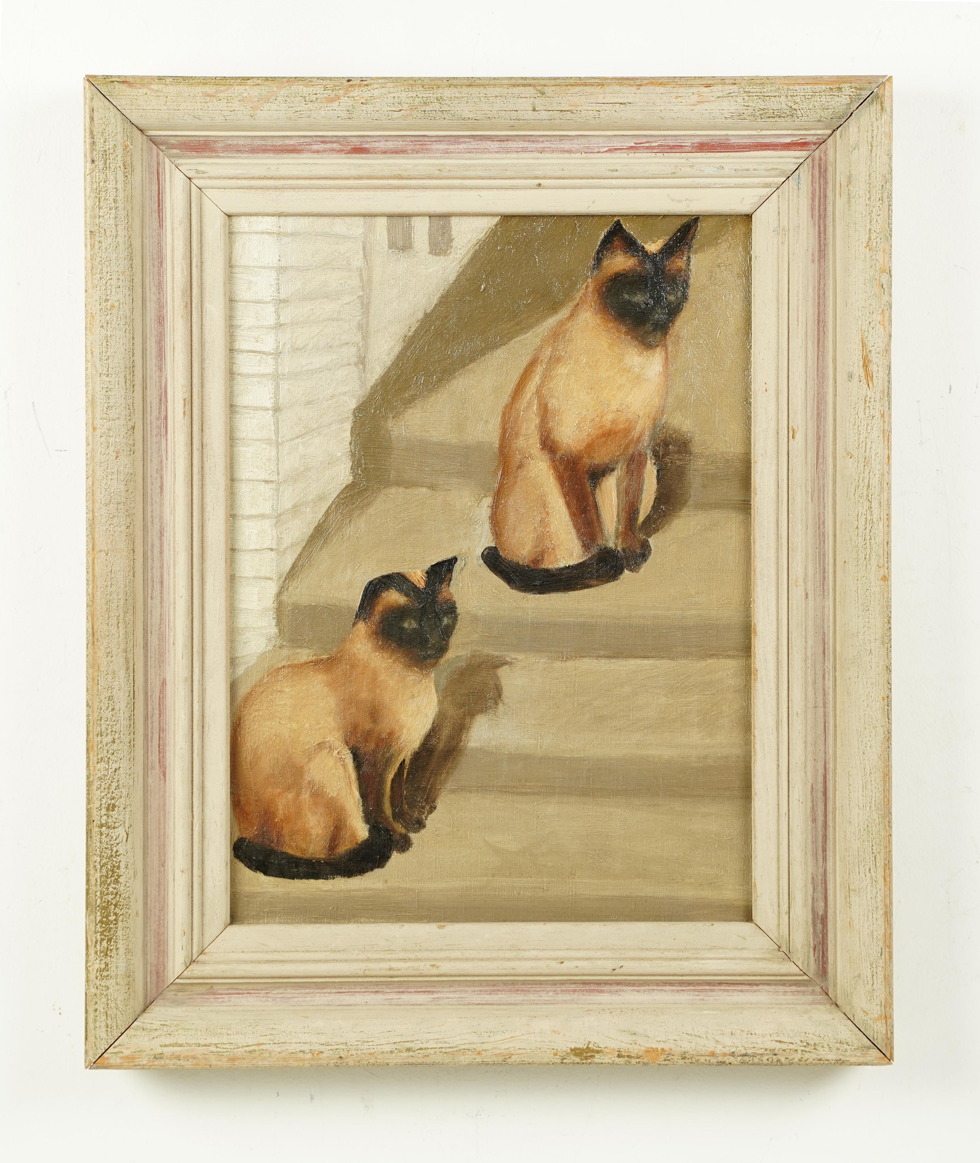 vintage cat oil painting