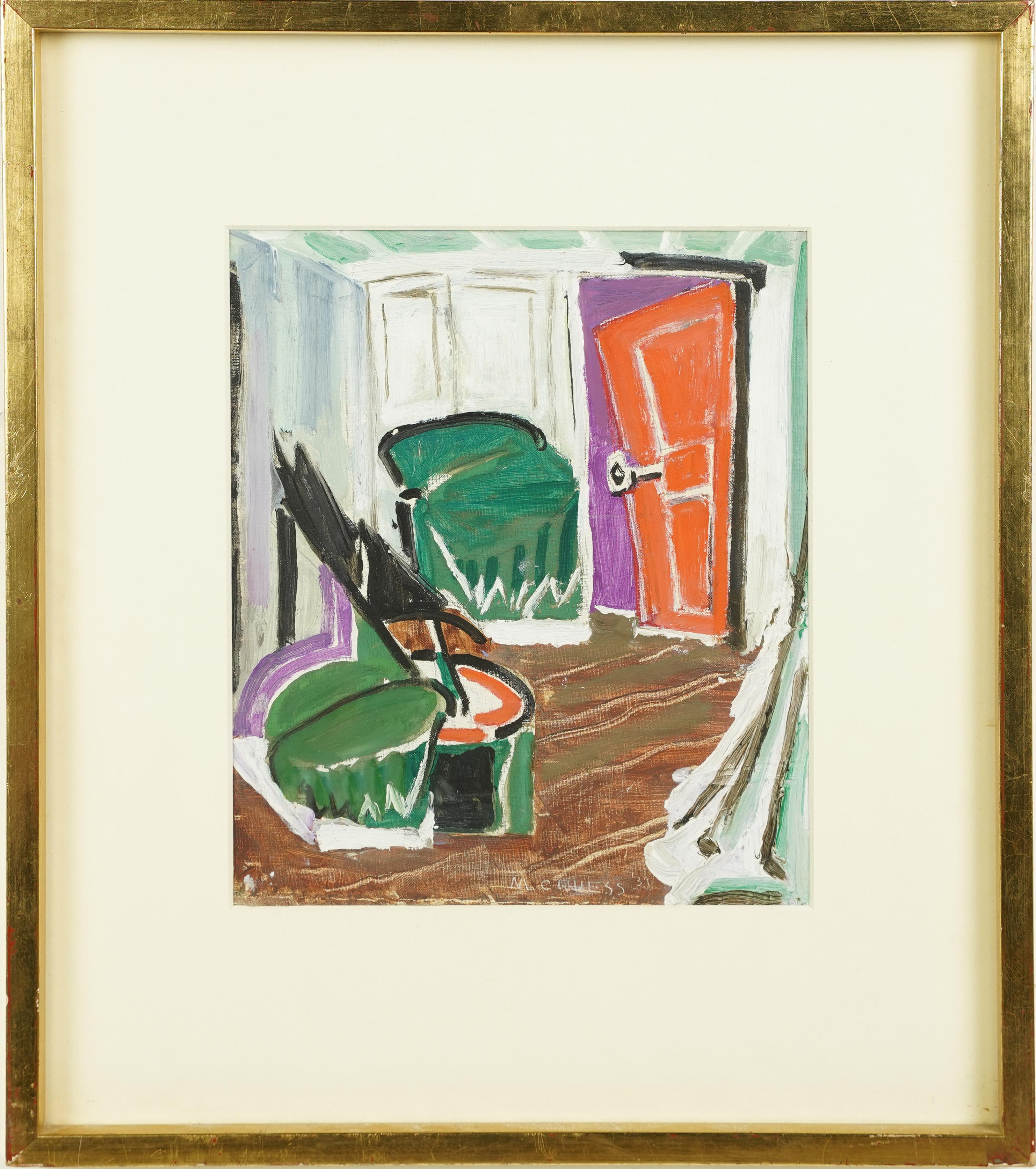 Abstract Painting Unknown -  Peinture d'intérieur moderniste abstraite signée du San Fran Museum, États-Unis