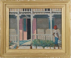 Antikes Ölgemälde einer schwarzen Frau, die in der amerikanischen Southern School geht, Porträt