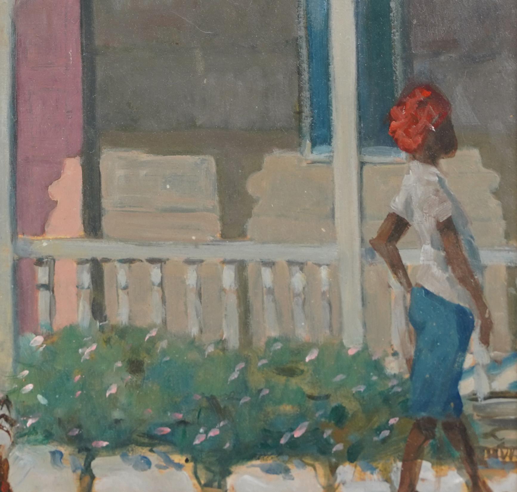 Antico dipinto a olio impressionista americano firmato.  Olio su tela.  Firmato.  Incorniciato.  Dimensioni dell'immagine, 14L x 11H.