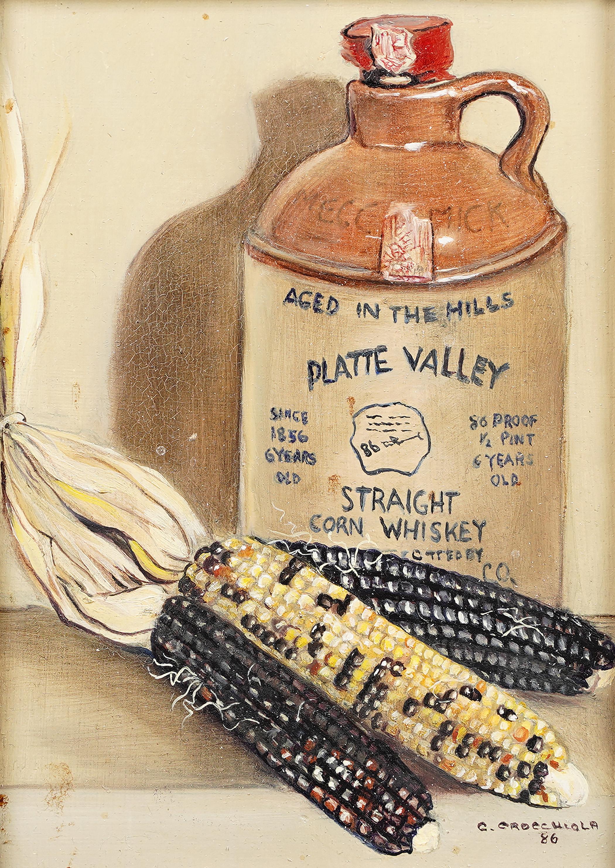  Antique American Southern School Signed Moonshine Corn Whiskey Oil Painting For Sale 1