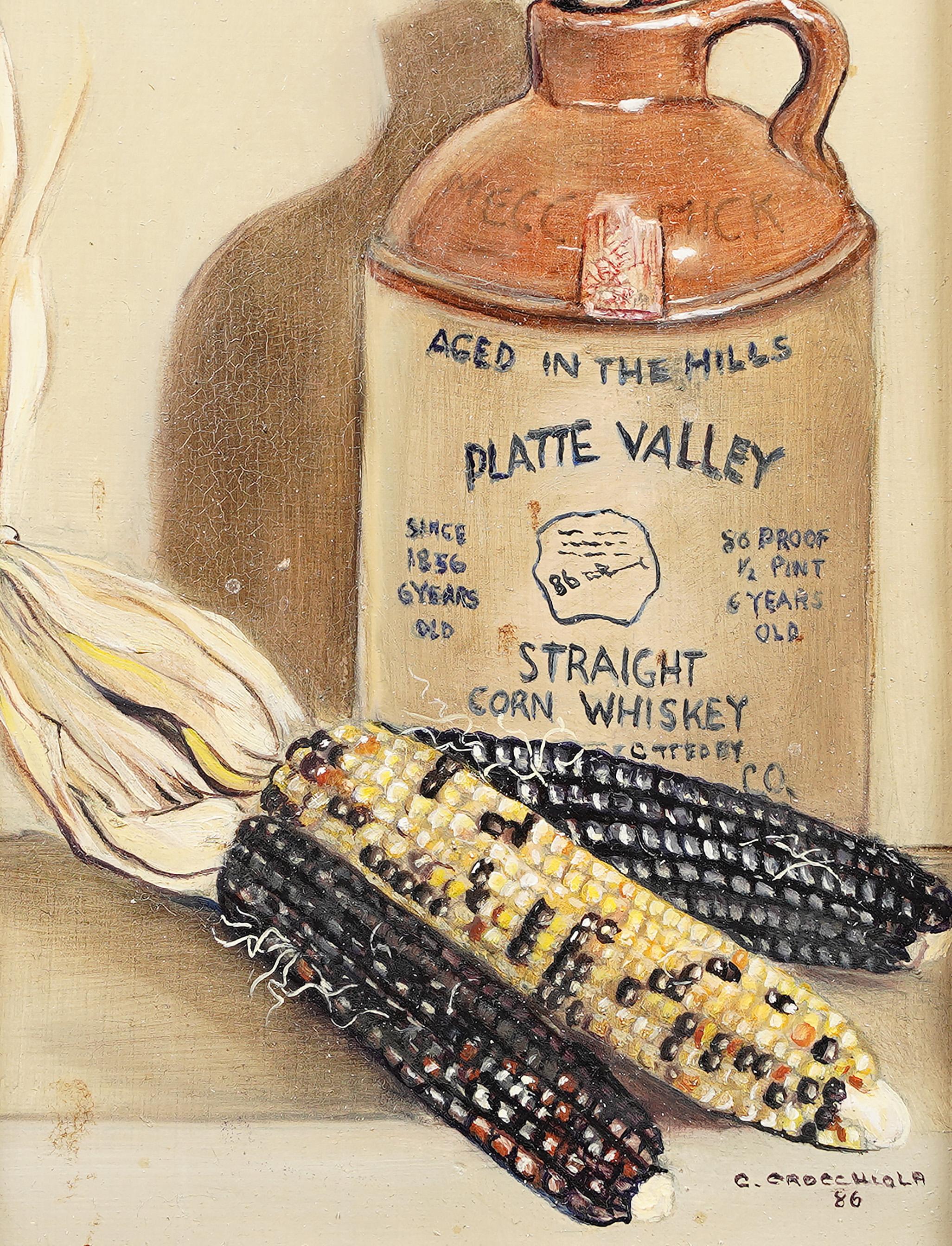  Antique American Southern School Signed Moonshine Corn Whiskey Oil Painting For Sale 2