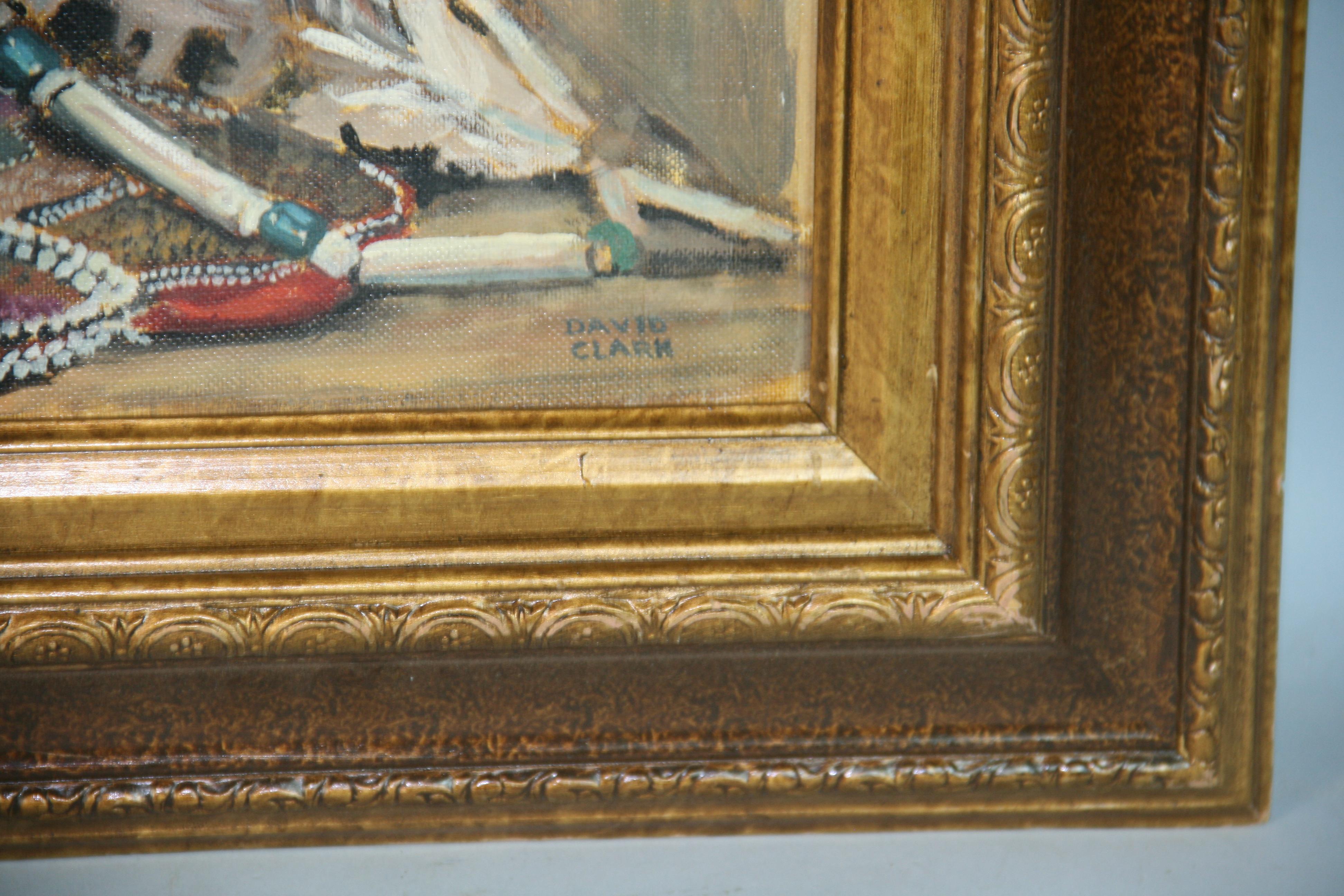 Peinture à l'huile ancienne du Sud-Ouest américain avec artefacts 1940 en vente 3
