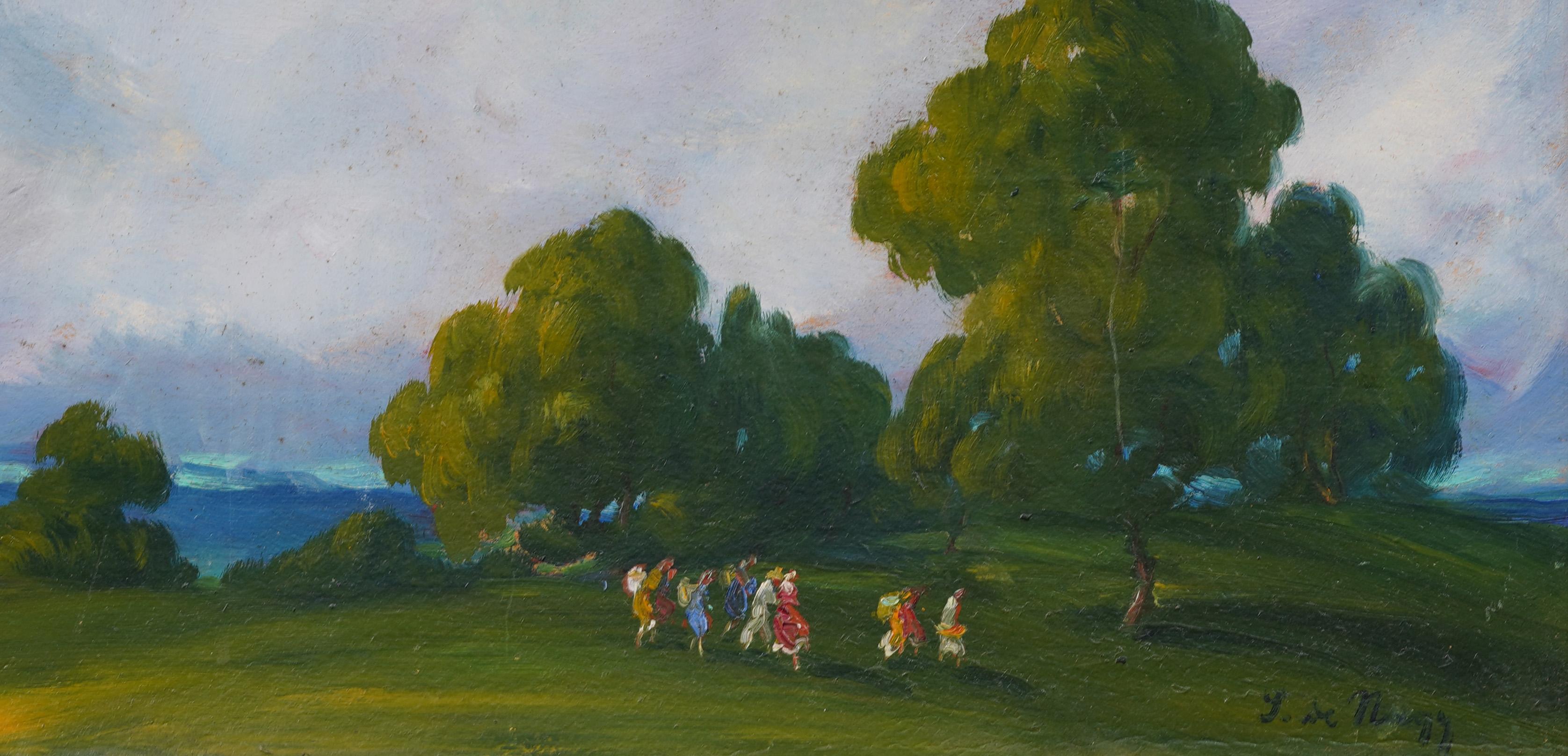 Impresionante óleo de paisaje impresionista americano temprano.  Enmarcado.  Óleo sobre tabla.  Firmado.  Excelente estado, listo para colgar.