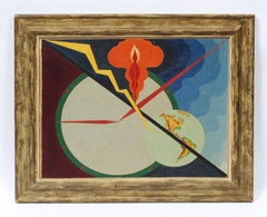 Antique American Surreal Erotic Modernist Abstract Vintage Original Oil Painting