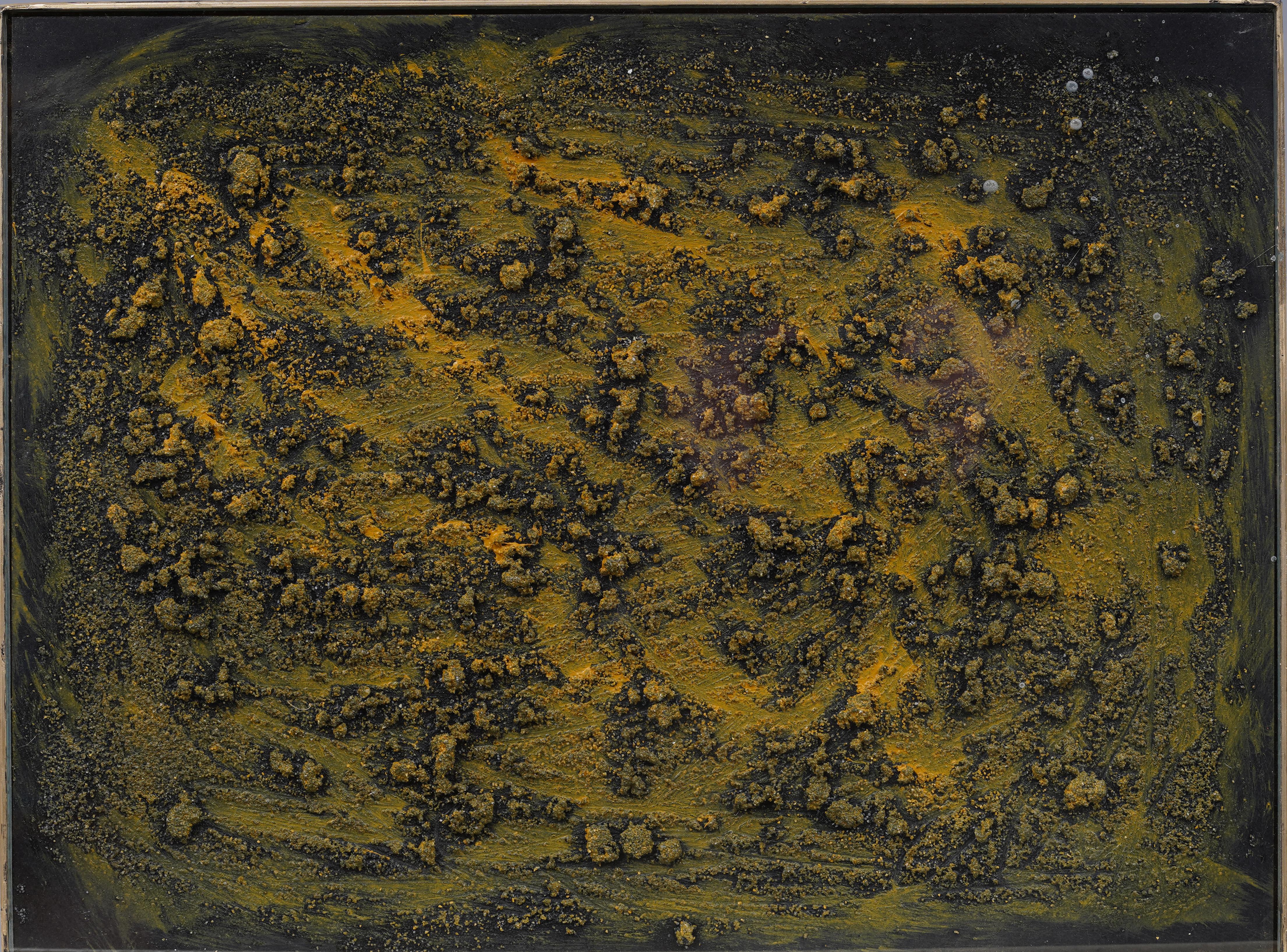 Ancienne peinture à l'huile américaine expressionniste abstraite texturée encadrée, signée NY