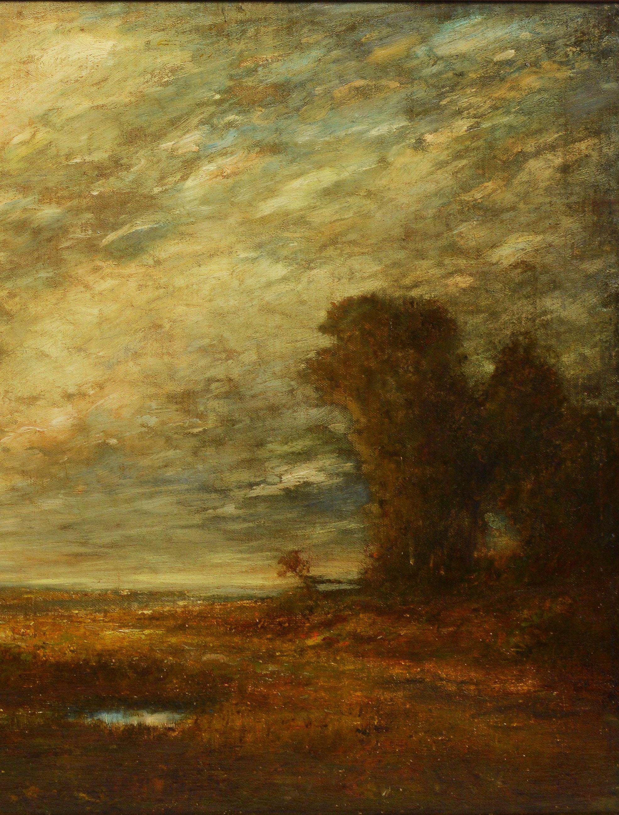 Antique American Tonalist Barbizon Landscape Oil Painting, 