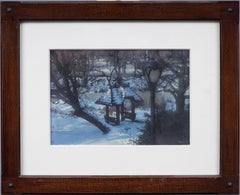 Antiguo trampantojo realista americano Nieve invernal Paisaje de la glorieta de Central Park