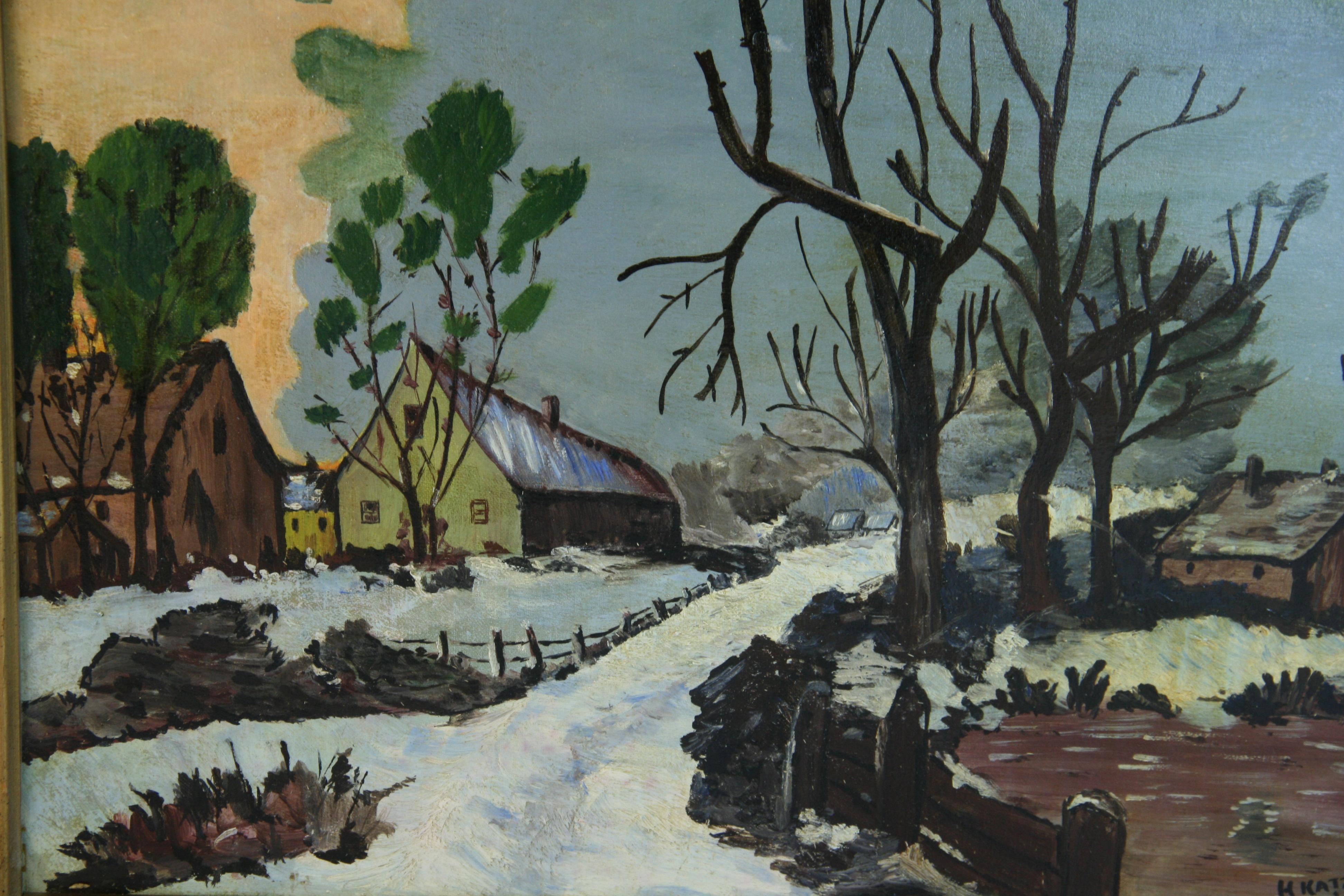 5160 Antico paesaggio invernale dipinto ad olio
Incorniciato .
Dimensioni dell'immagine 15,5x19,5
Firmato H. H. Katz 1945