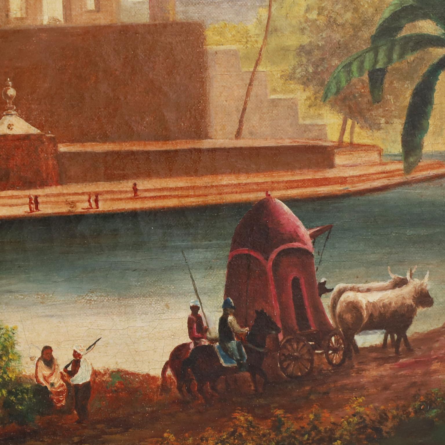 Unknown Antique British Colonial Oil Painting on Canvas of an Indian Palace For Sale at 1stDibs