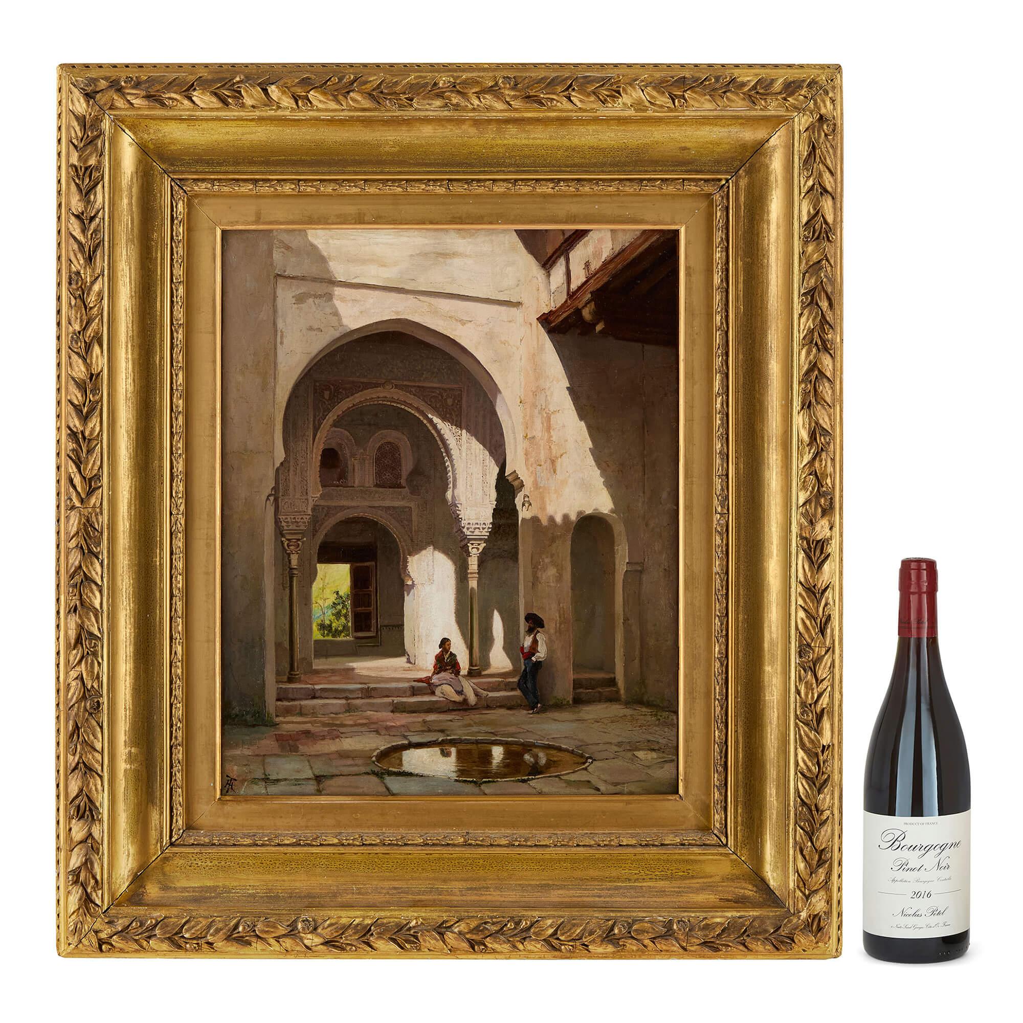 Antique British Oil Painting of the Alhambra di Thompson in vendita 3