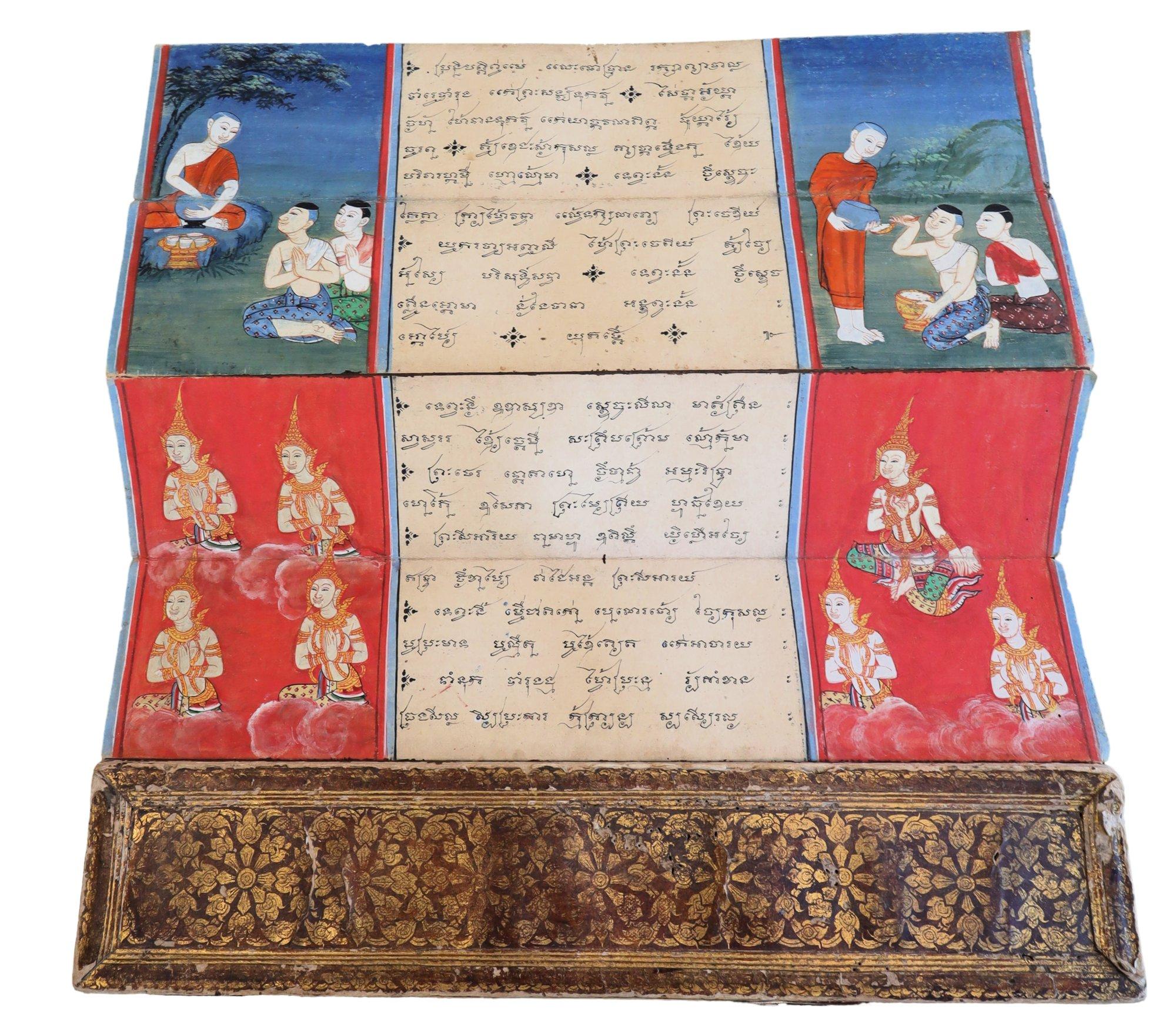 Antique Buddhist Thai Phra Malai illustrated Manuscript , 19th Century For Sale 4