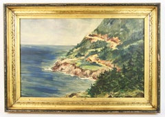  Antique California Coastal Seascape Landscape  Painting circa 1940