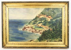 Antique California Coastal Seascape Landscape  Painting circa 1940