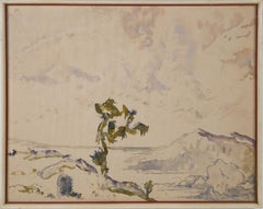 Antique California Western Monogrammed Impressionist Landscape Painting