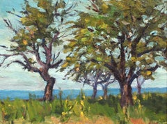 Antique Canadian Modernist Oil Painting Hamilton Bright Framed Blue Green 20th