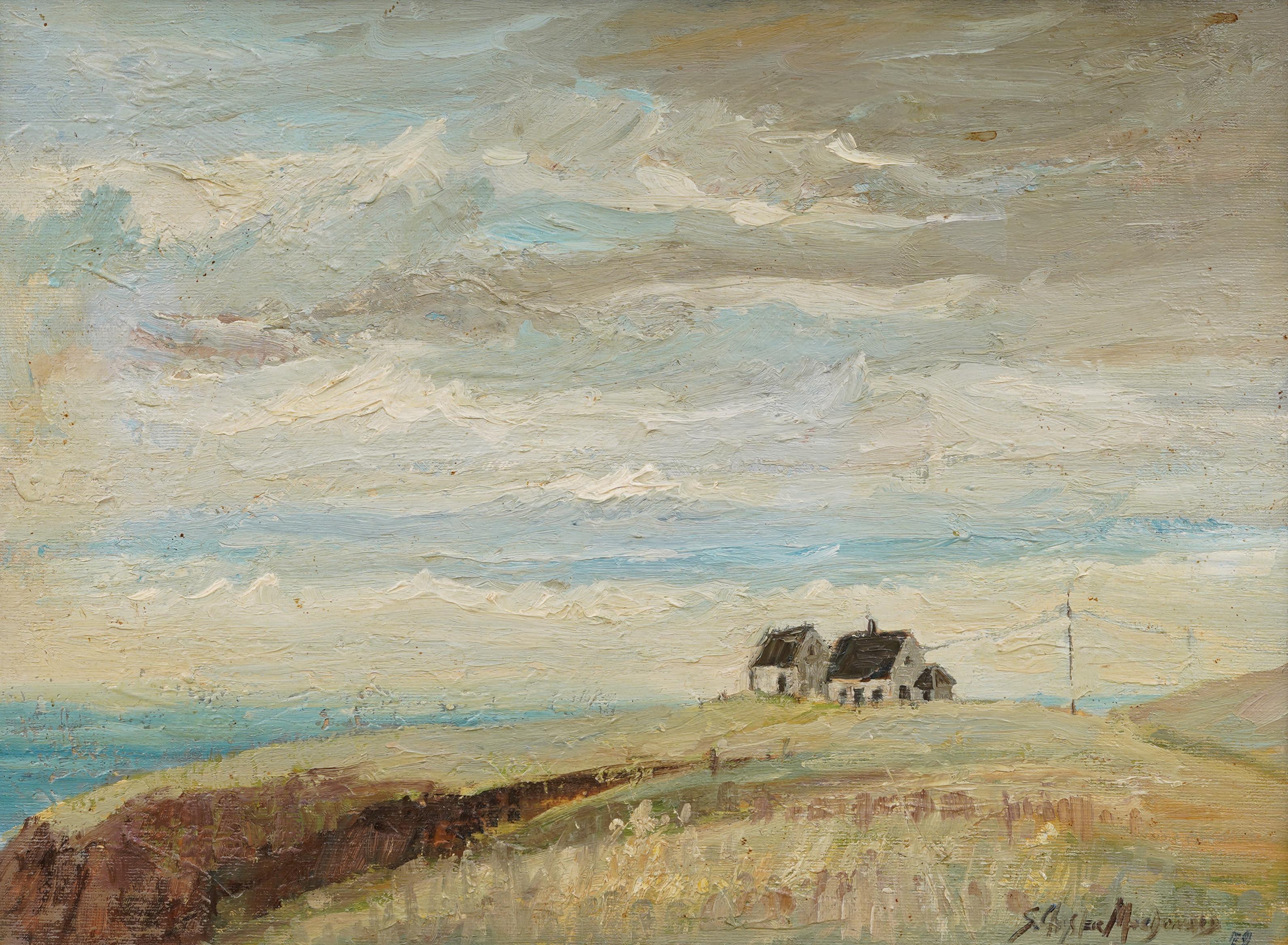 Antique Canadian Modernist Signed MacDonald Stormy Coastal Landscape Painting 2