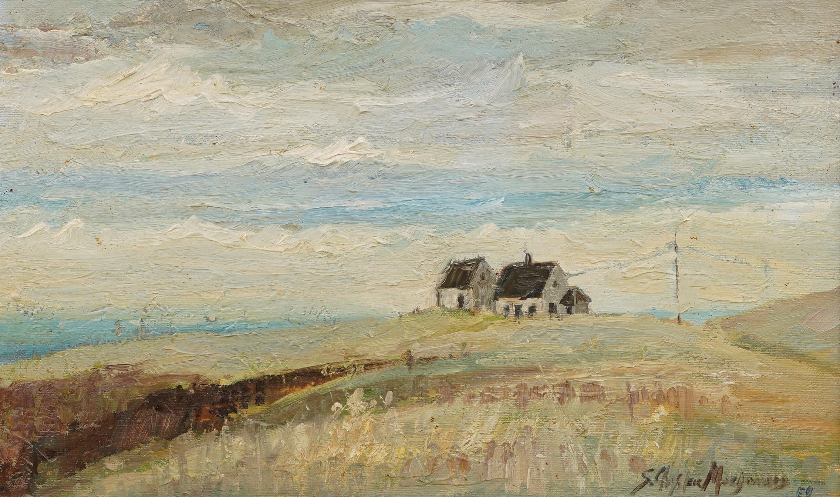 Antique Canadian Modernist Signed MacDonald Stormy Coastal Landscape Painting 4