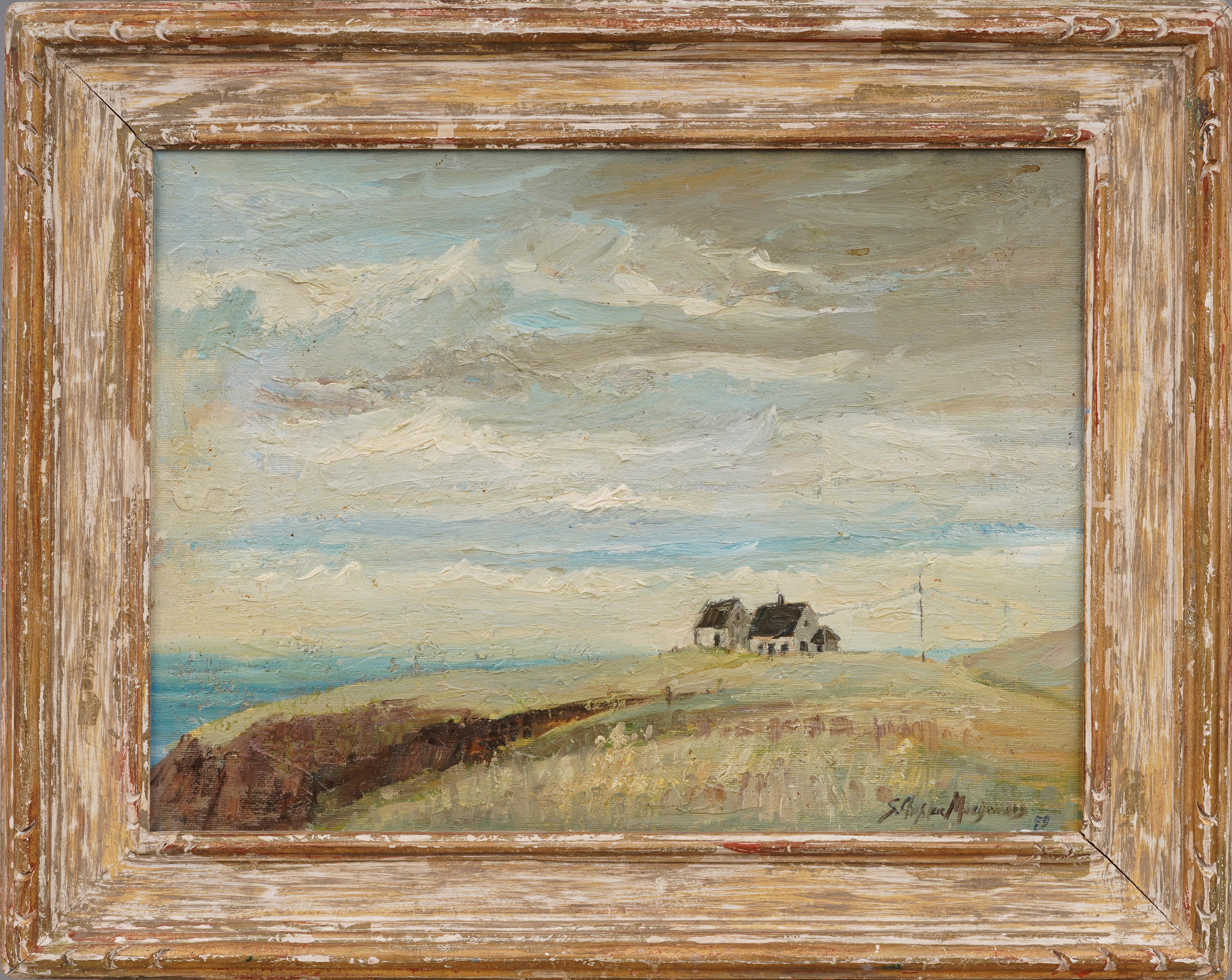 Vintage Canadian regionalist landscape painting.  Oil on canvasboard.  Framed.  Signed. 