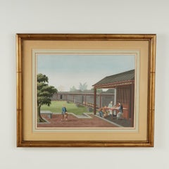Antico quadro cinese a guazzo con figure