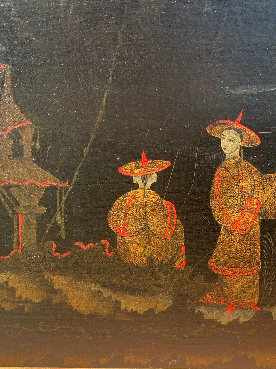 Peintre chinois ancien - peinture de figures du XVIIIe siècle - Paysage Pagode en vente 5