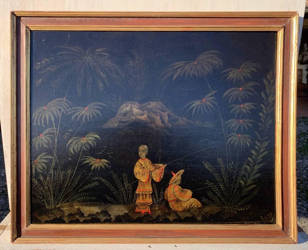 Peintre chinois ancien - peinture de figures du XVIIIe siècle - Paysage Pagode  - Painting de Unknown