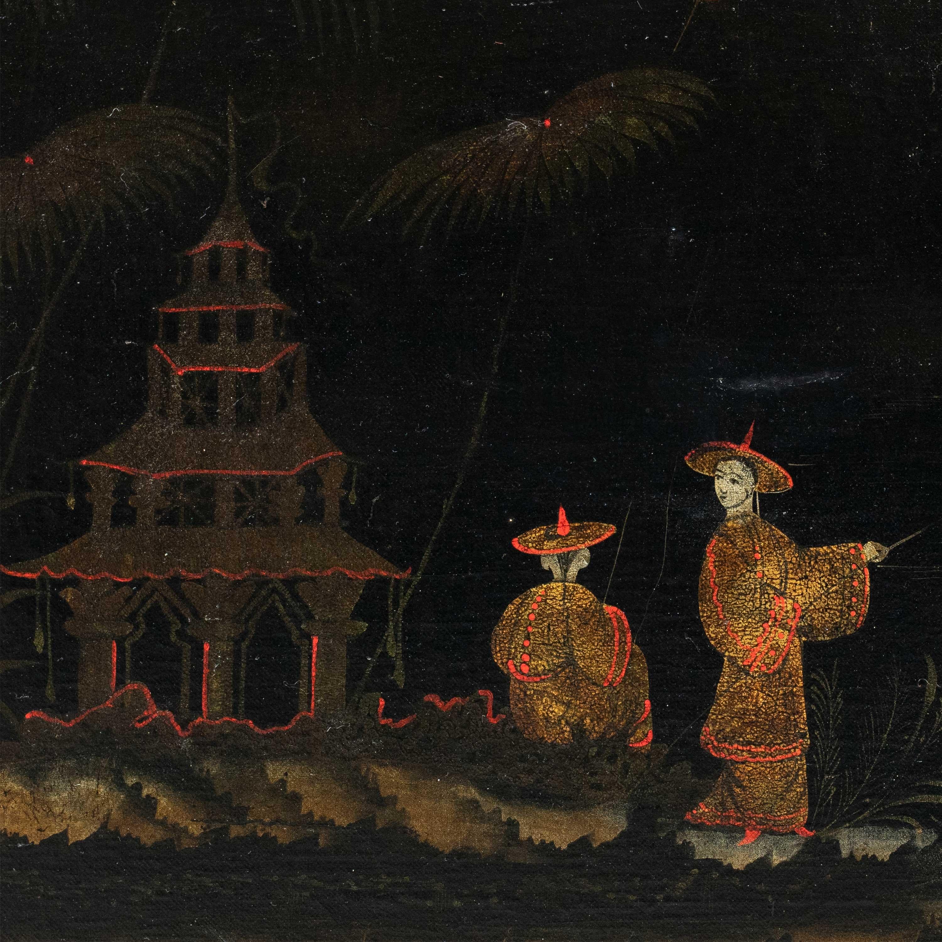 Peintre chinois ancien - peinture de figures du XVIIIe siècle - Paysage Pagode - Painting de Unknown