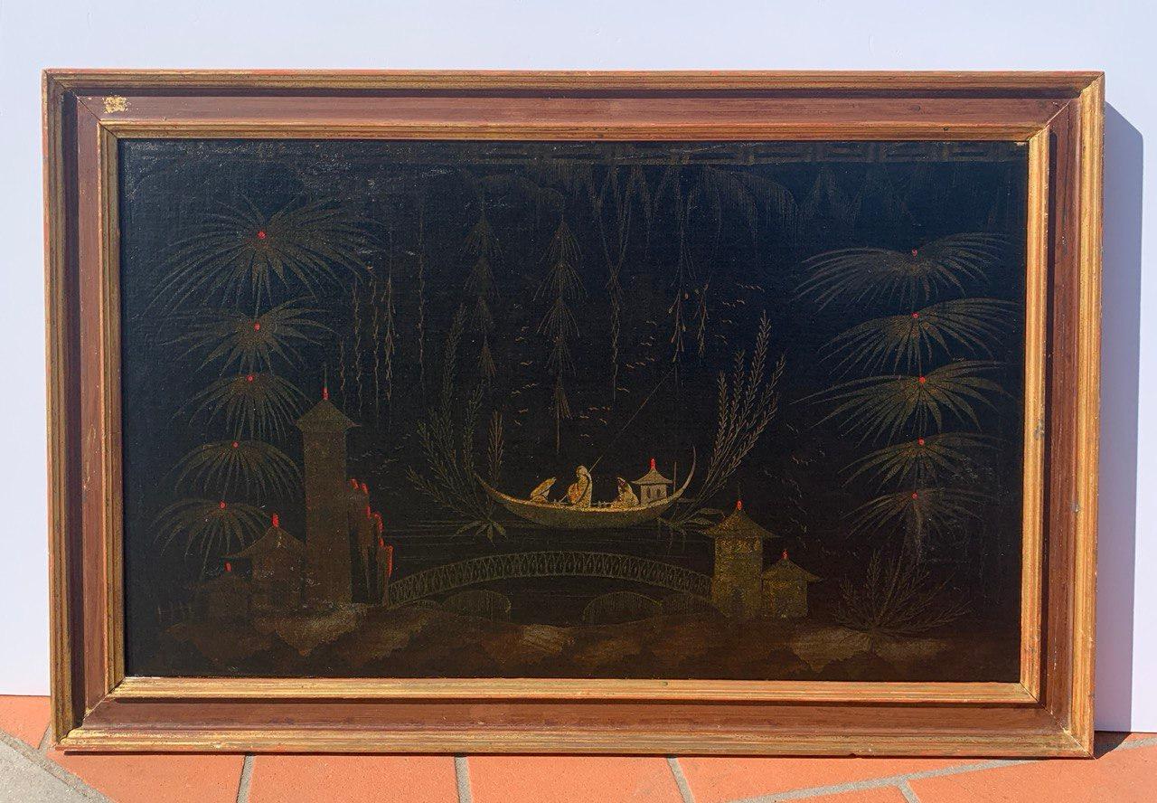 Antiker chinesischer Maler – Figurenmalerei des 18. Jahrhunderts – Landschafts Pagode (Rokoko), Painting, von Unknown