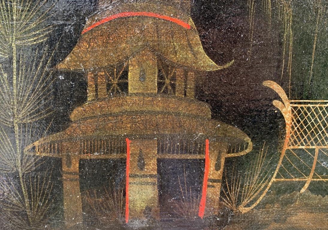 Peintre chinois ancien - peinture de figures du XVIIIe siècle - Paysage Pagode en vente 1