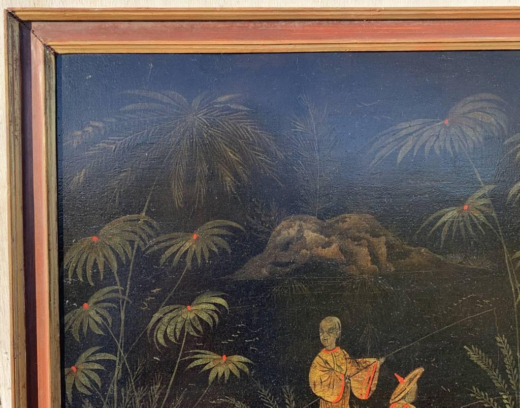 Peintre chinois ancien - peinture de figures du XVIIIe siècle - Paysage Pagode  en vente 2